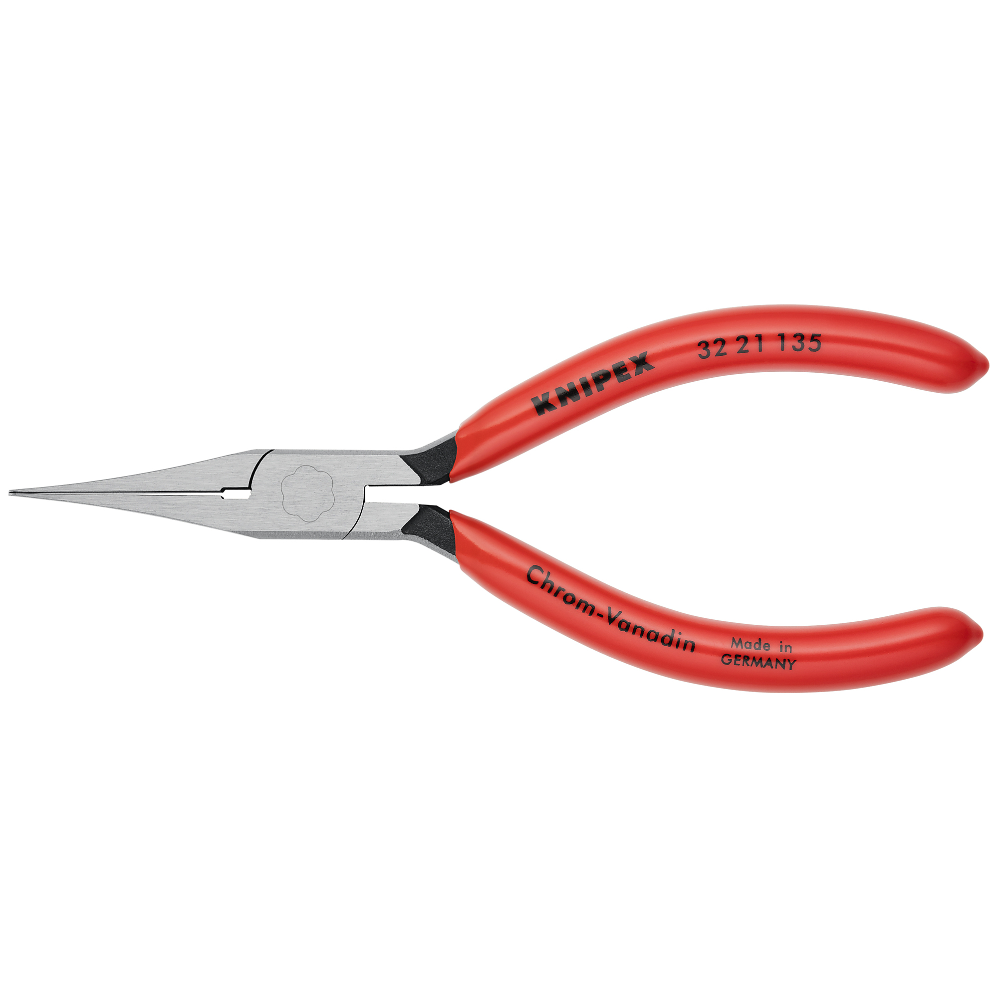 KNIPEX, Long Nose Relay Adjusting Pliers-Flat Tips, 5.25in., Pieces (qty.) 1 Material Steel, Model# 32 21 135